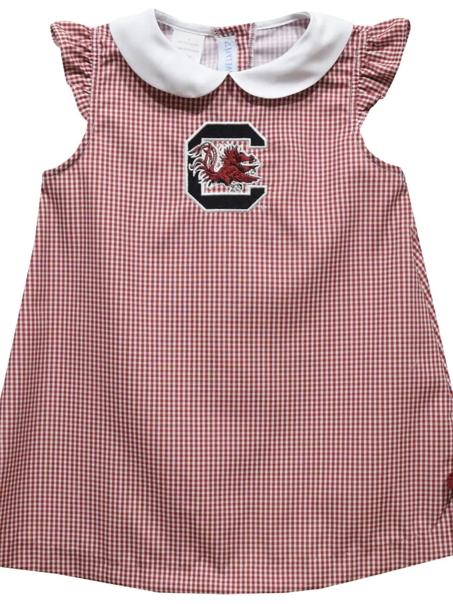 South Carolina Gamecocks Embroidered Gingham A Line Dress