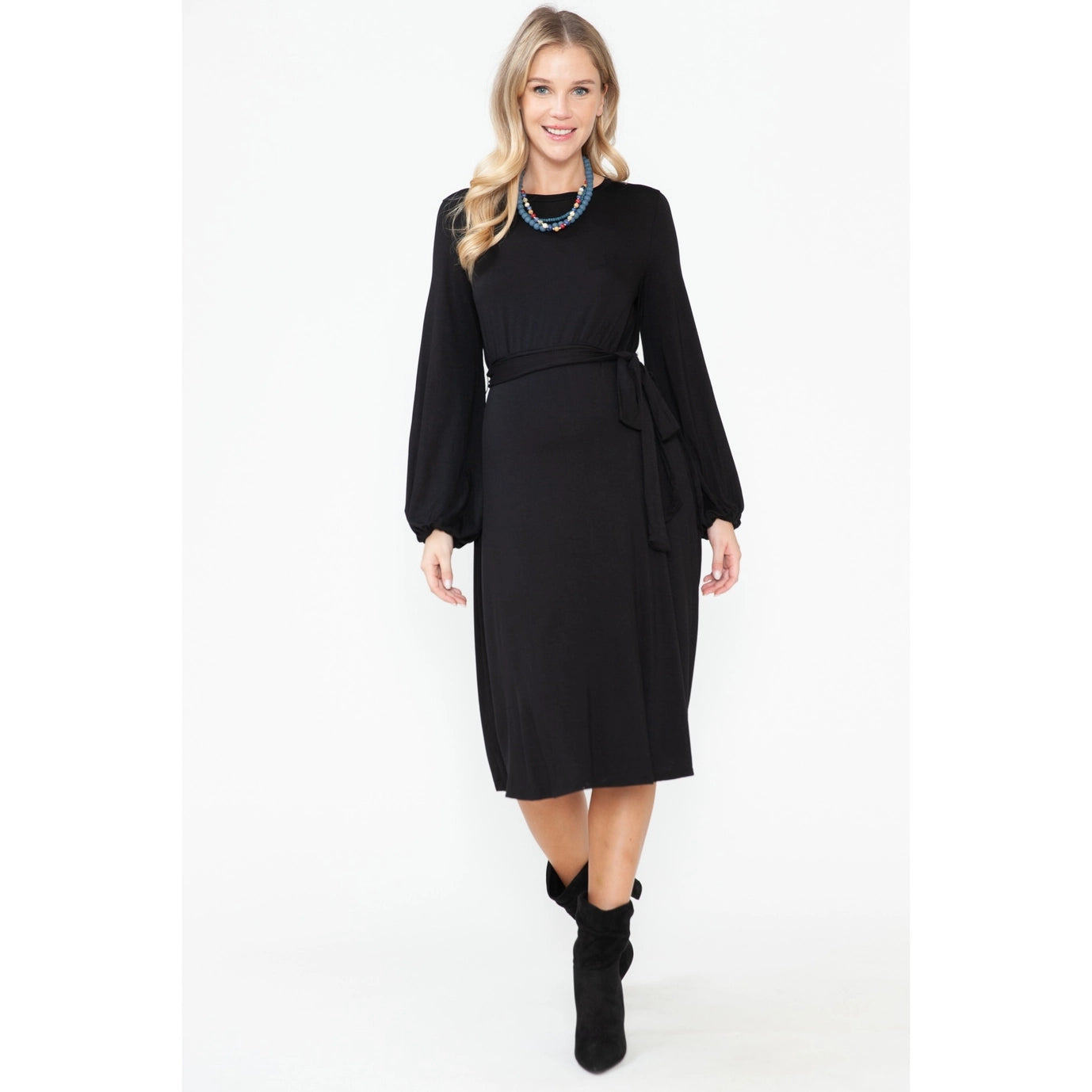 Maternity Puff Sl Solid Basic Knee Length Waist Tie Dress Sneak A Peek Boutique Maternity Puff Sl Solid Basic Knee Length Waist Tie Dress Sneak A Peek Boutique