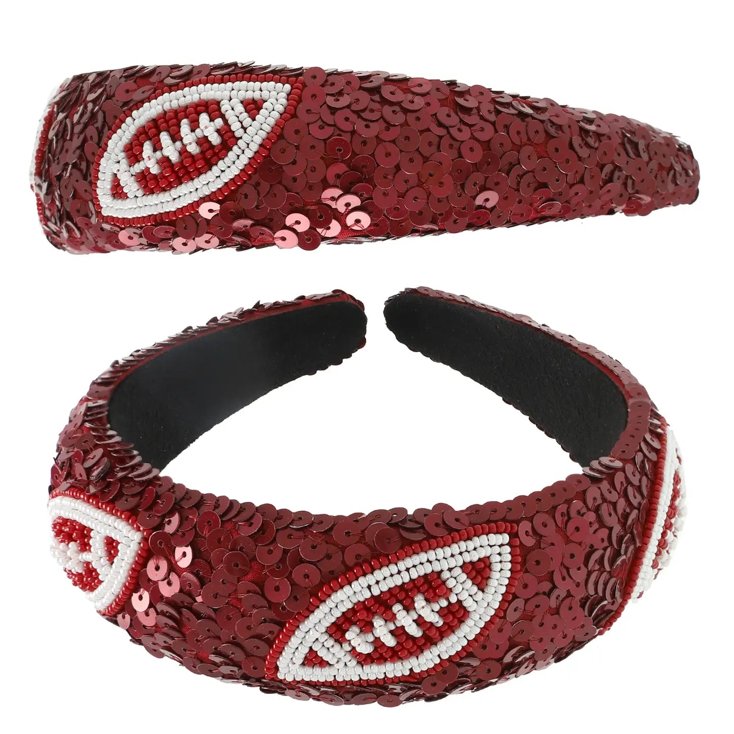 Two-Tone Football Sequins Beaded Headband USC/Clemson