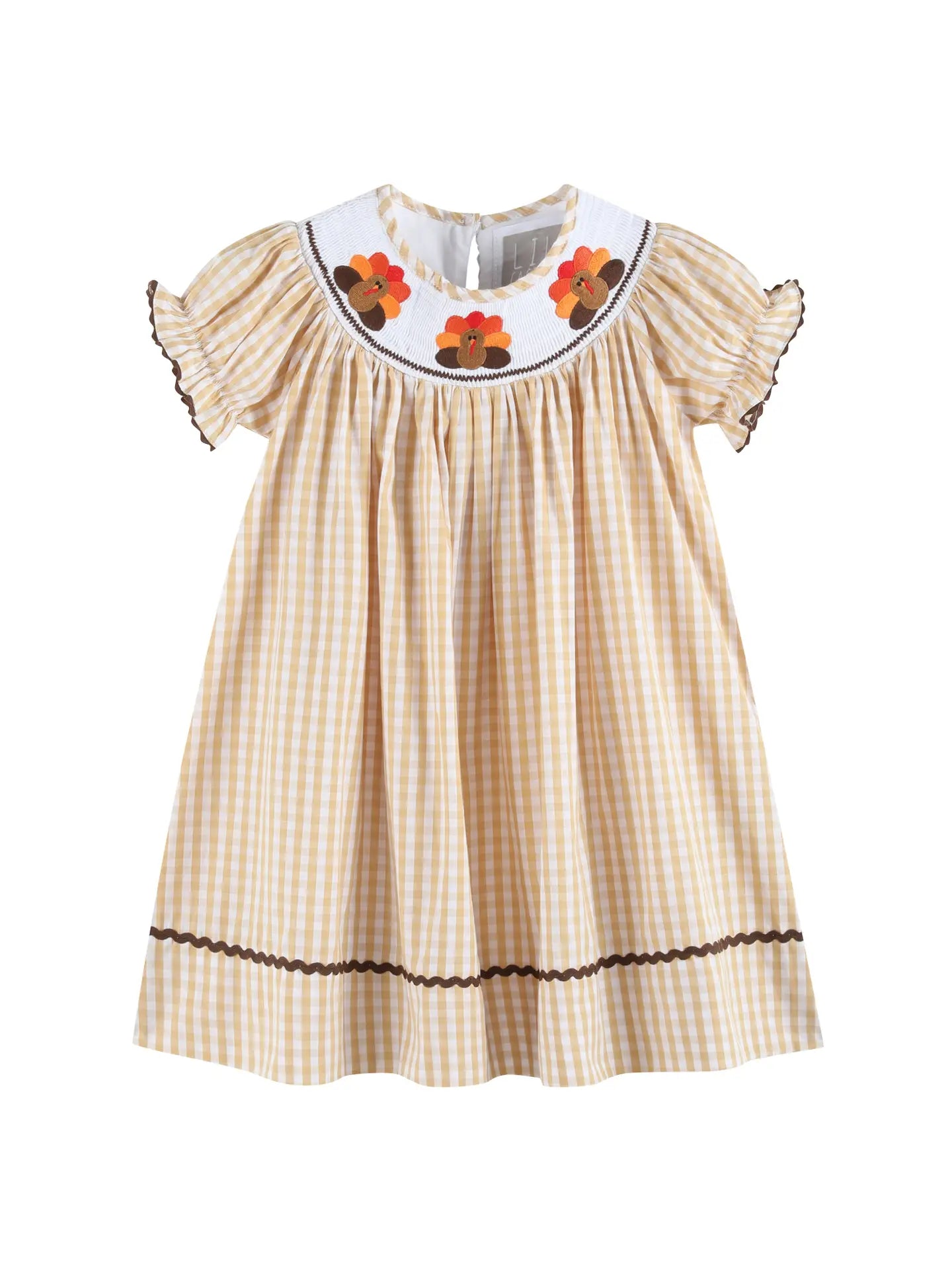 Brown Gingham Turkey Smocked Bishop Dress 18-24 months Brown Gingham Turkey Smocked Bishop Dress 18-24 months