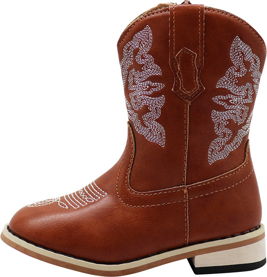 Brown Unisex Western Cowboy Boot Size 7 Toddler