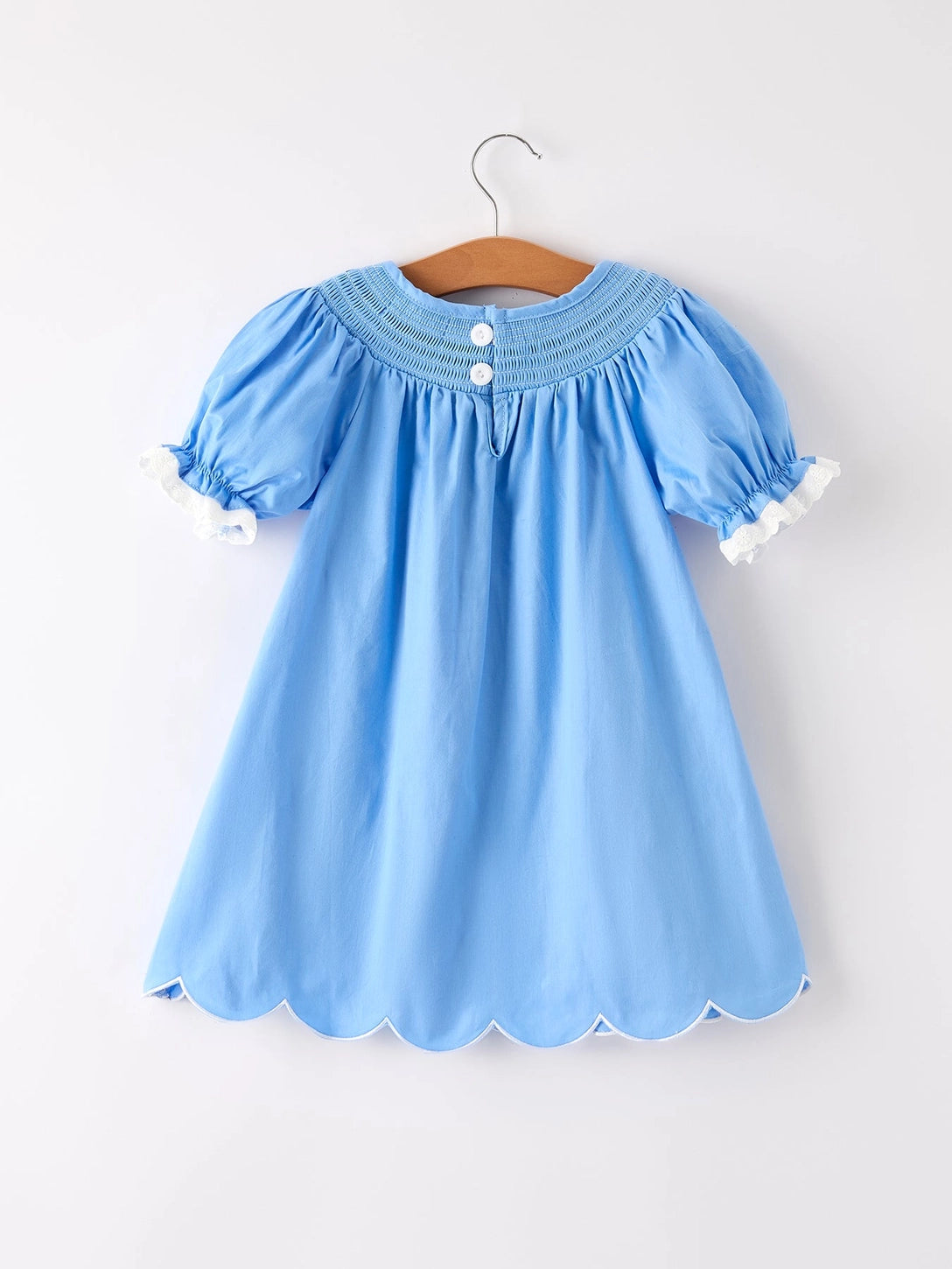 Blue Fall Thanksgiving&Halloween Pumpkin Smock Embroidery Lace Baby Girl Dress