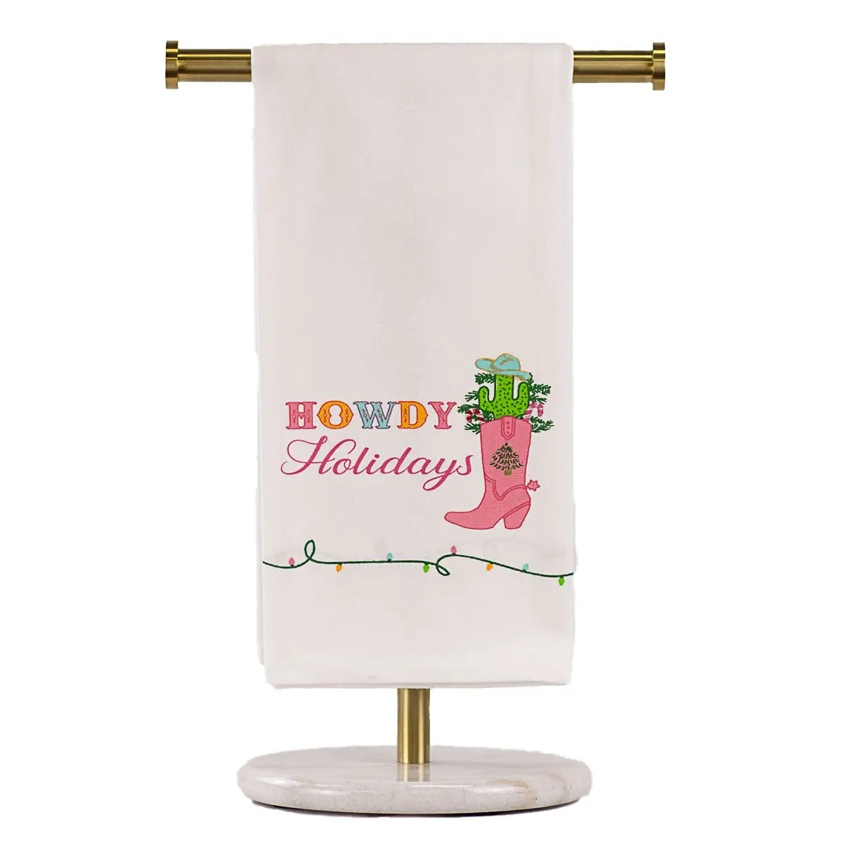 Howdy Holidays Hand Towel White/Multi 20x28