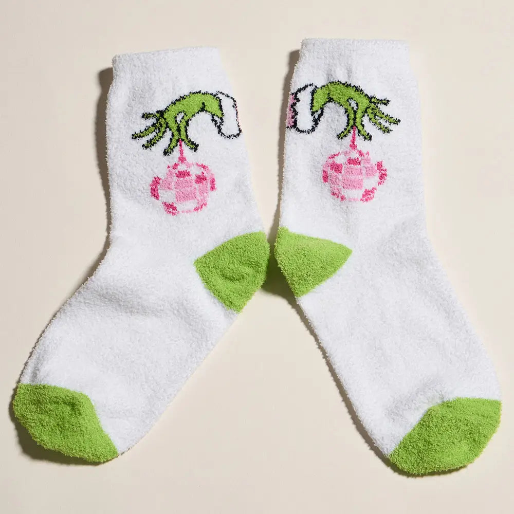4Pairs - Green Monster Checkered Bow Printed Christmas Bundle Gift Socks Set