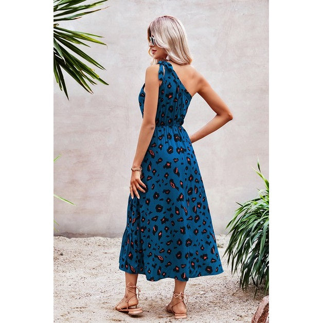 One Shoulder Sleeveless Maxi Dress