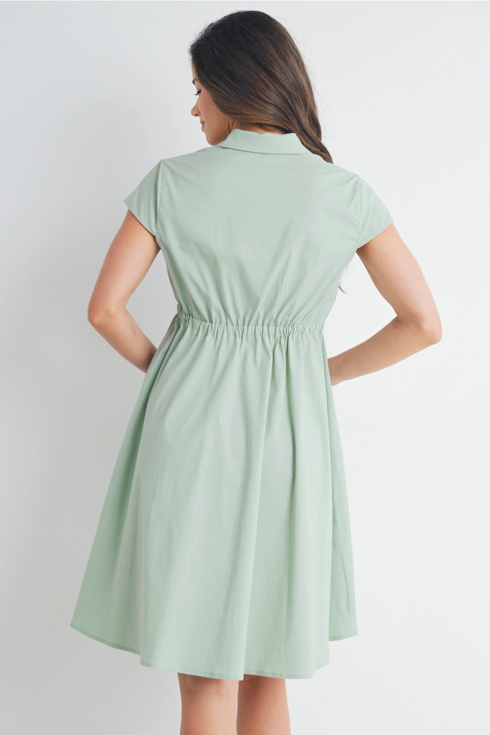 Button Up Short Sleeve Maternity Shirt Dress