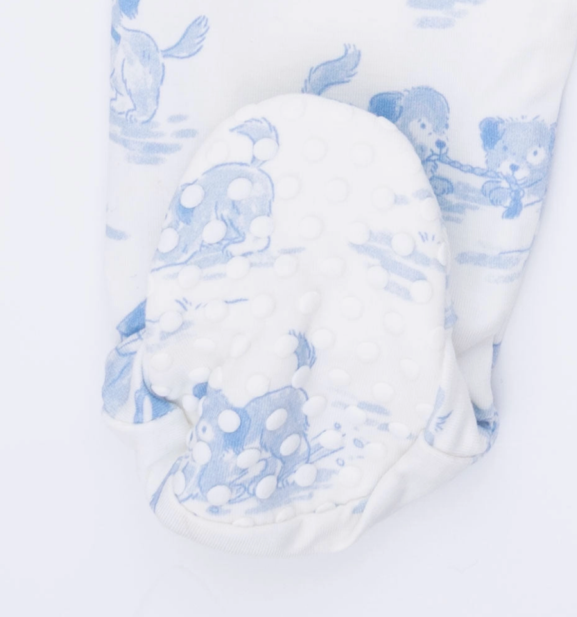 Puppy Toile Blue 2 Way Zipper Footie