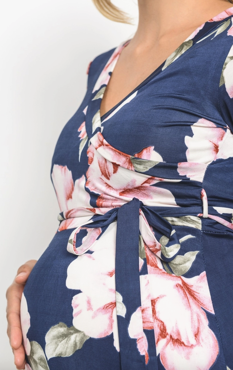 Floral Print Faux Wrap Maternity Maxi Dress