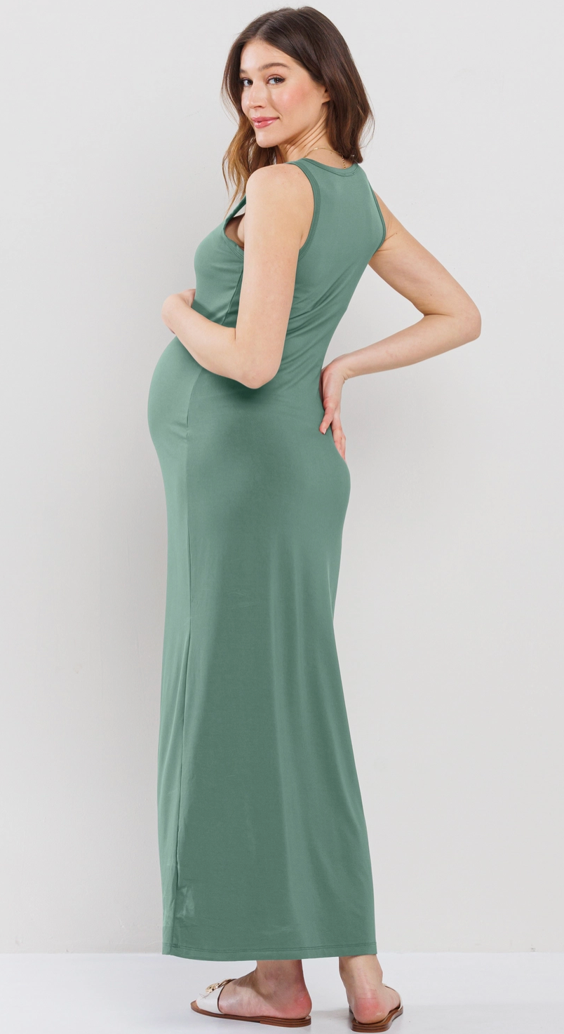 Scoop Neck Maternity Jersey Tank Top Maxi Dress