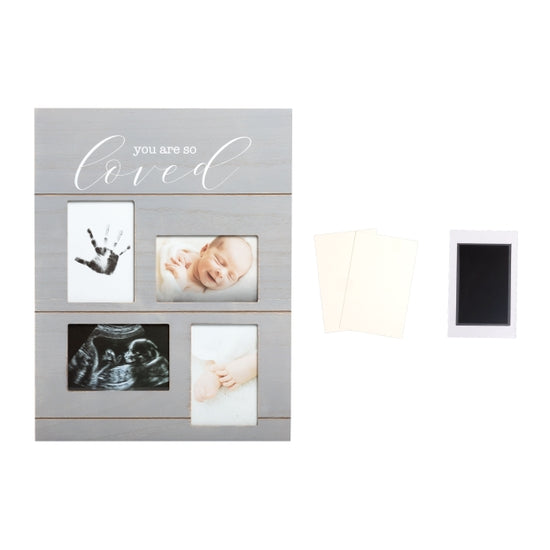 Pearhead So Loved Collage Frame with Clean-Touch Ink - Grey
