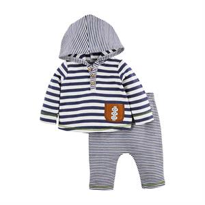 mudpie - Striped Navy Two-Piece Set with Football Pocket