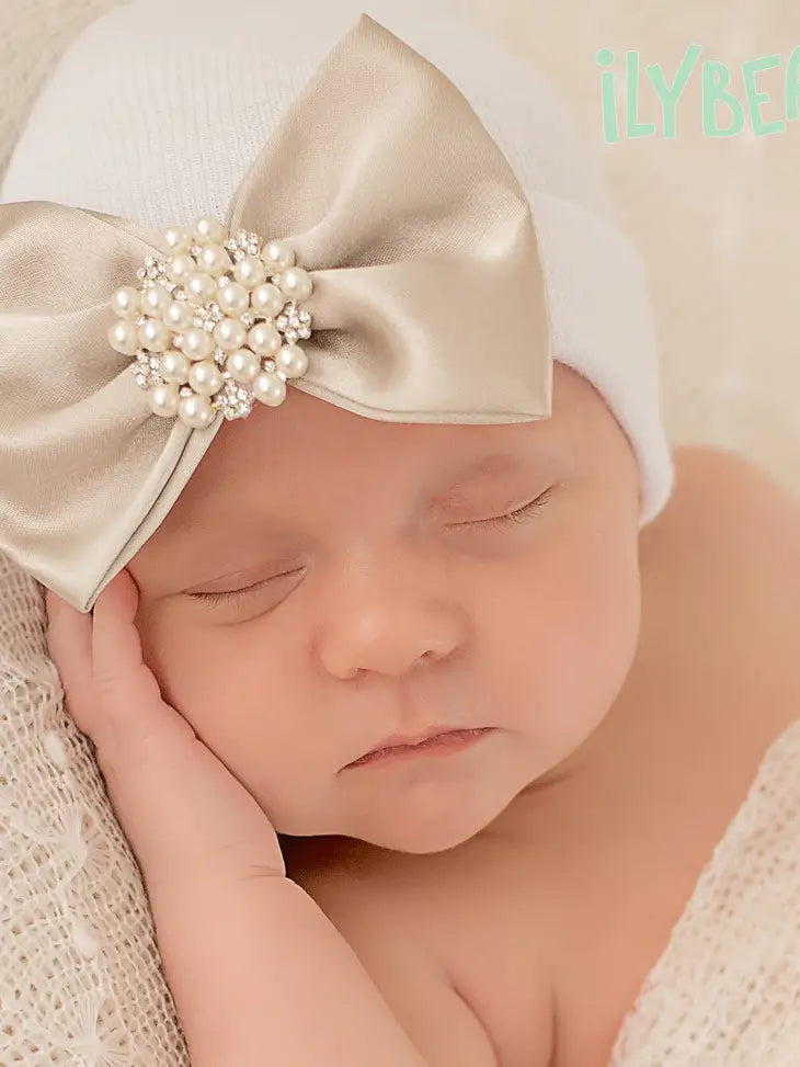 Ilybean Goldie Bow Newborn Girl Hospital Hat