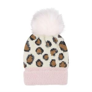 mudpie - Fuzzy Knit Leopard Hat