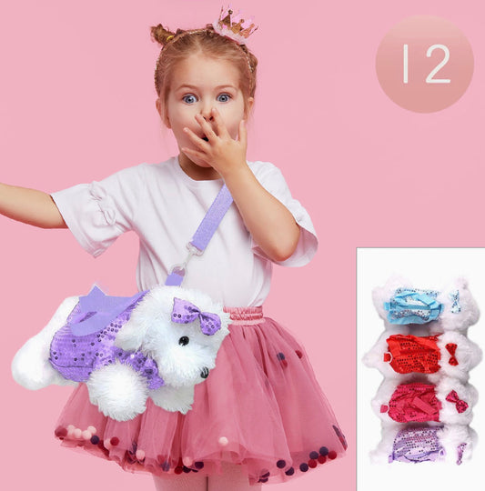 Furry Puppy Dog Doll Crossbody Bags