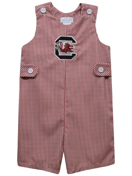 South Carolina Gamecocks Emboidered Maroon Gingham Jon Jon