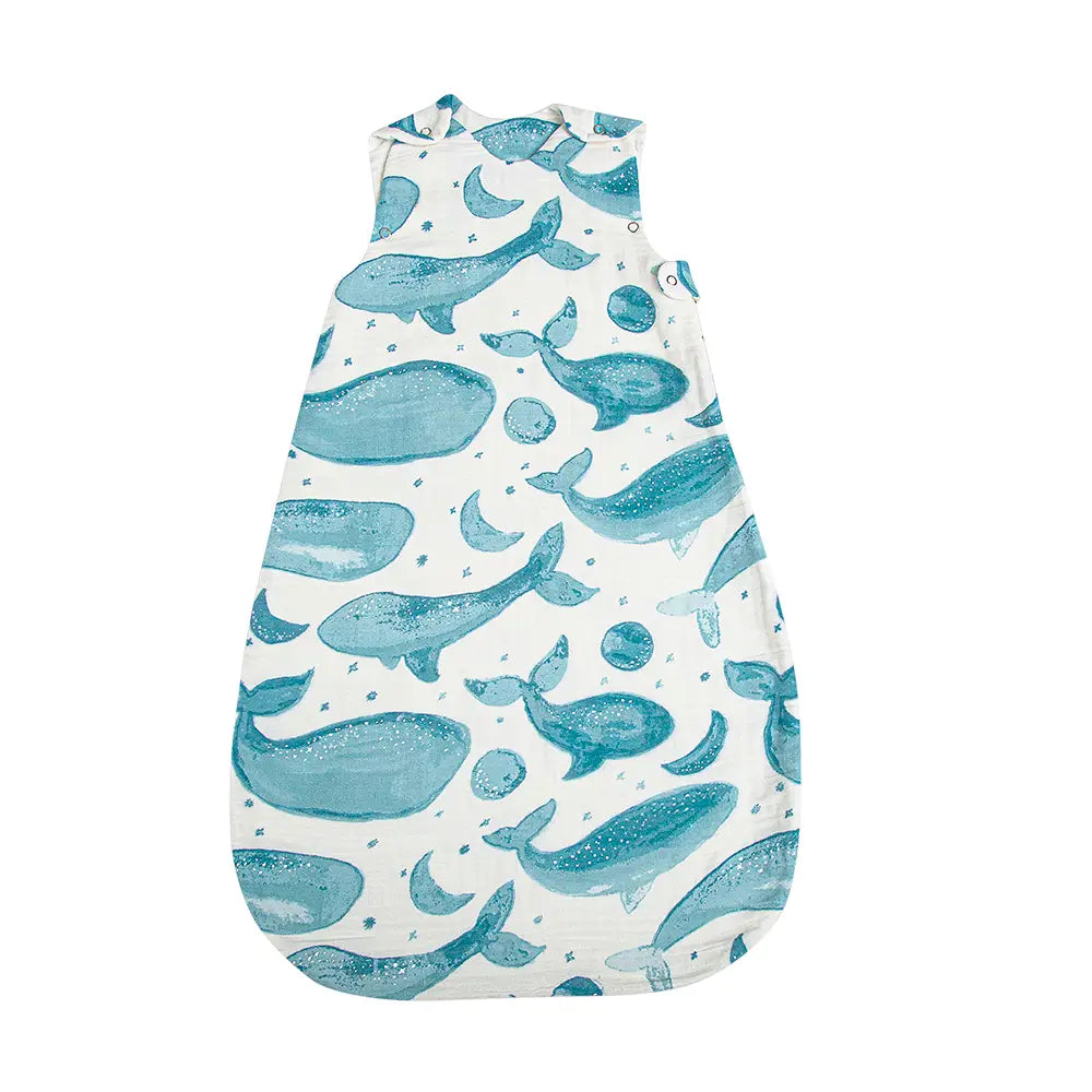 Wearable Blanket - Crane Baby - Muslin Whale Print 0-9M
