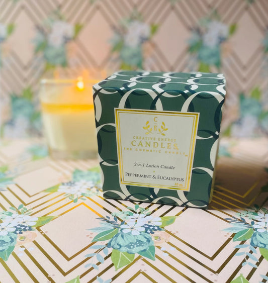 Peppermint & Eucalyptus:2-in-1 Soy Lotion Candle Medium 6 oz