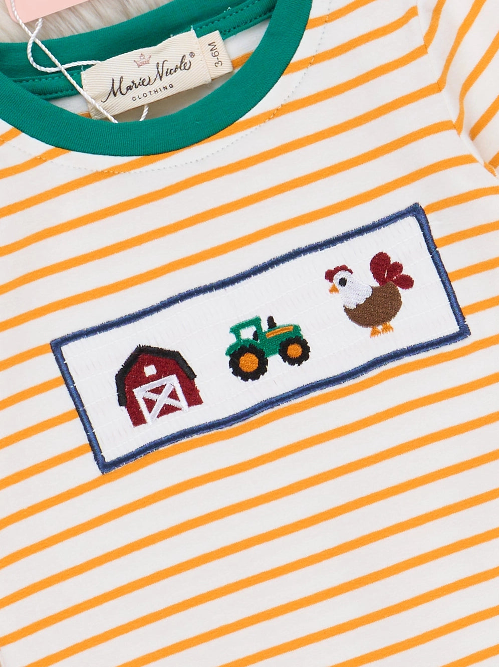 Down On the Farm Smocked Striped Romper