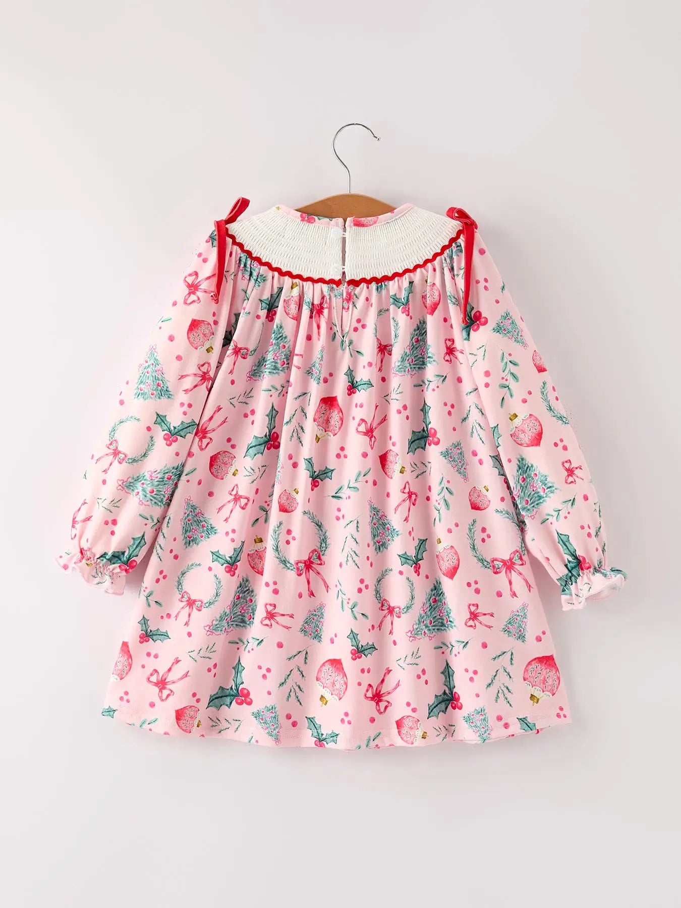 Winter Christmas Smocking Embroidery Colorful Girls Dress