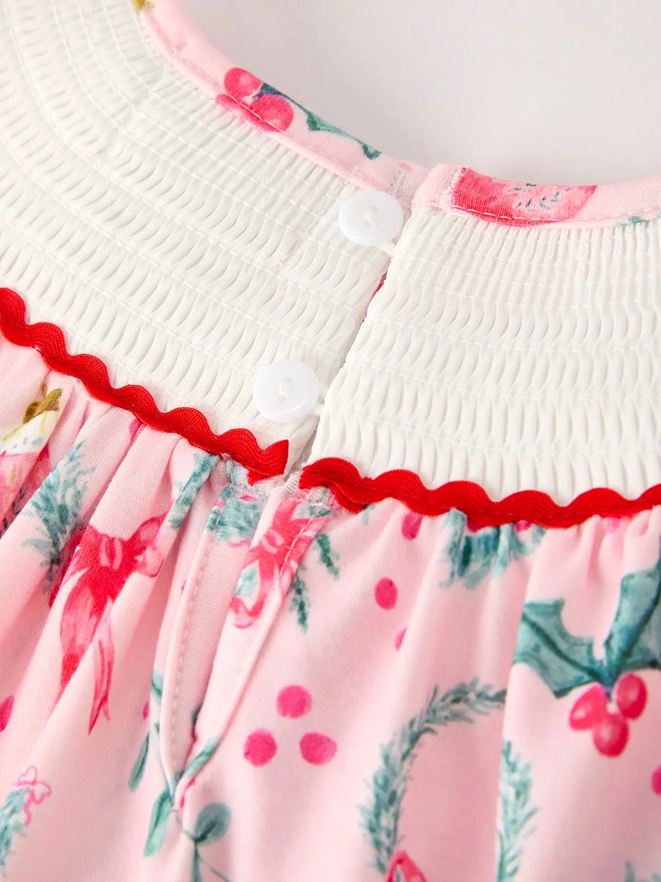 Winter Christmas Smocking Embroidery Colorful Girls Dress