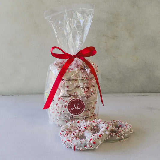 7pc White Chocolate Covered Pretzels - Peppermint