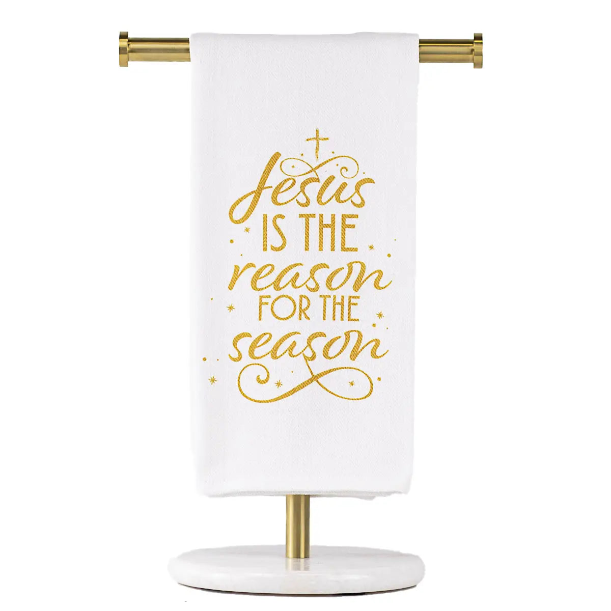 Jesus Is the Reason Hand Towel White/Light Gold 20x28