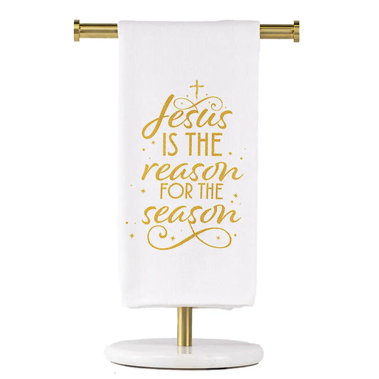 Jesus Is the Reason Hand Towel White/Light Gold 20x28