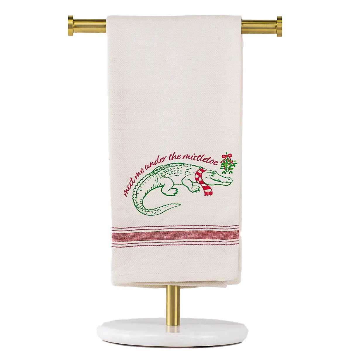 Meet Me Under the Mistletoe Hand Towel Cream/Red/Green 20x28