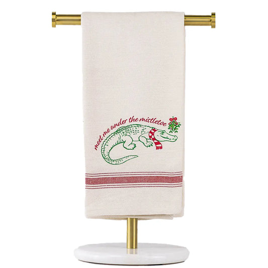 Meet Me Under the Mistletoe Hand Towel Cream/Red/Green 20x28