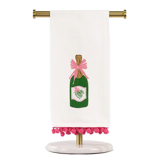 Mistletoe Bubbly Hand Towel White/Green/Pink 20x28