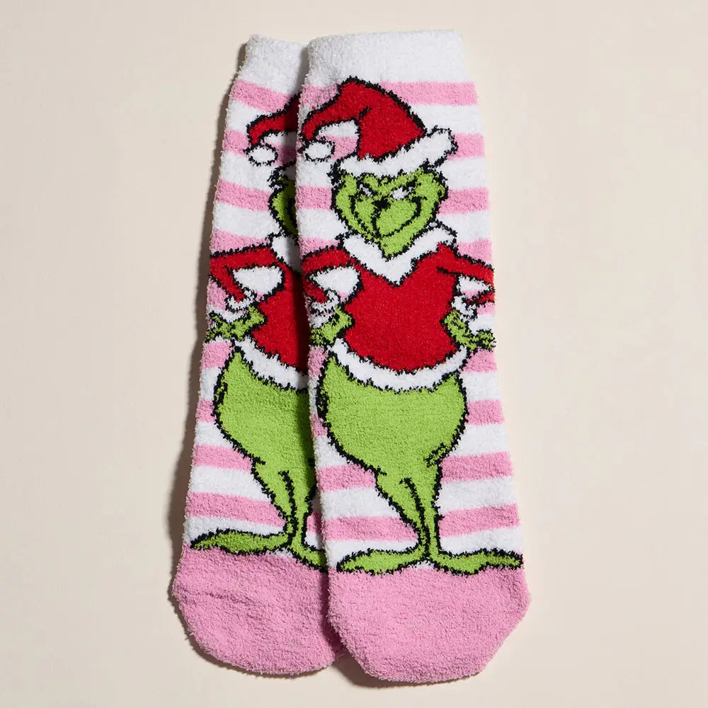 4Pairs - Green Monster Checkered Bow Printed Christmas Bundle Gift Socks Set
