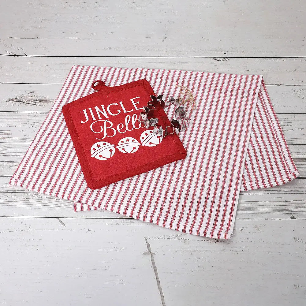 3PCS - Jinglebell Christmas Kitchen Towel Pot Holder Cookie Cutter Set