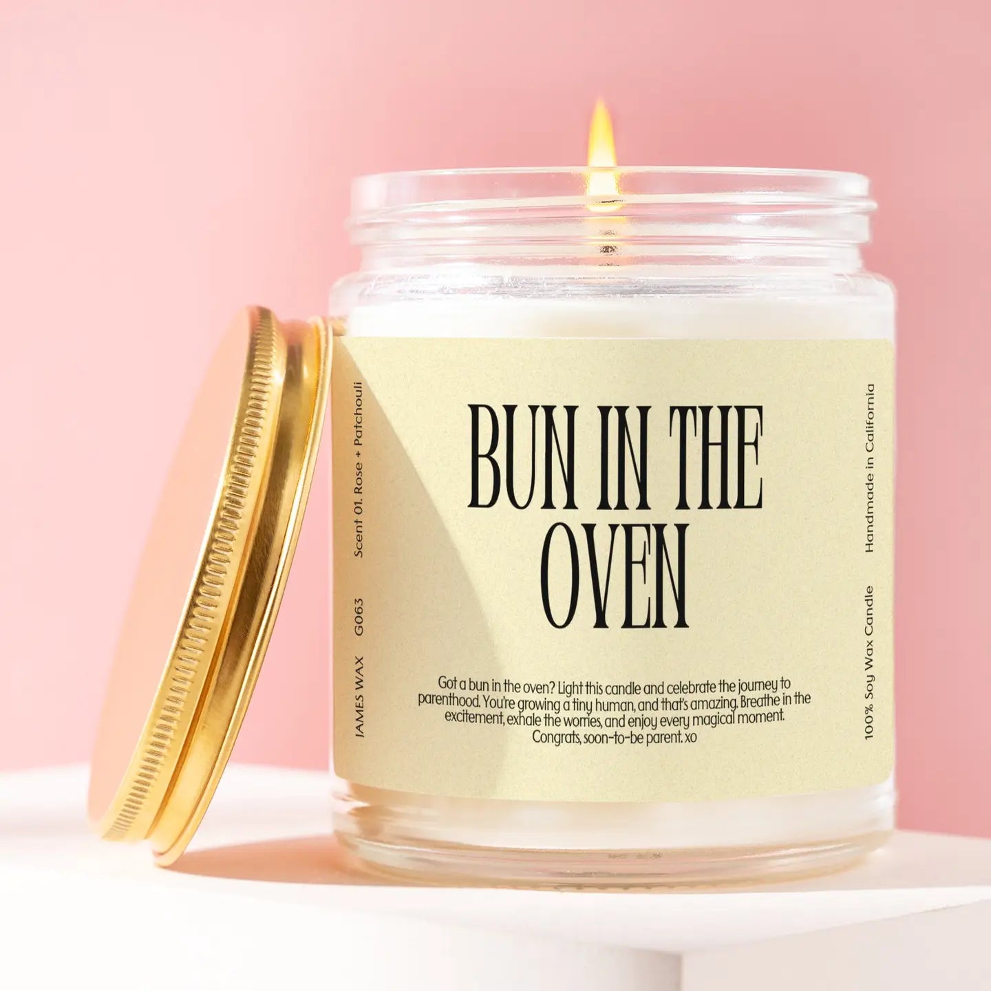 Baby Shower Expecting Moms Bun in the Oven Candle Expecting Pregnancy Gift Coconut + Orange