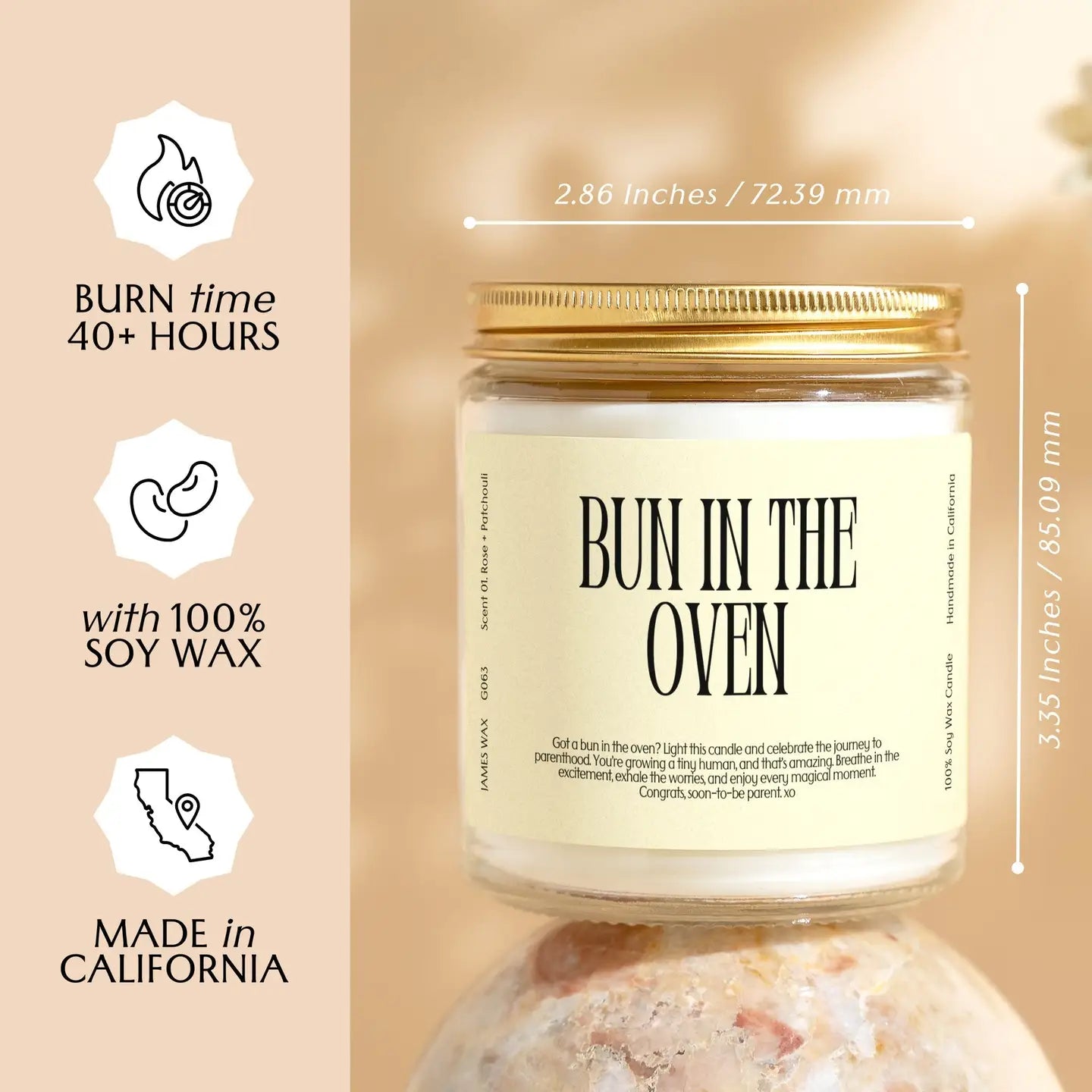 Baby Shower Expecting Moms Bun in the Oven Candle Expecting Pregnancy Gift Coconut + Orange