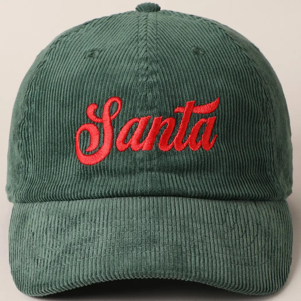 Santa Embroidery Corduroy Baseball Cap - One Size
