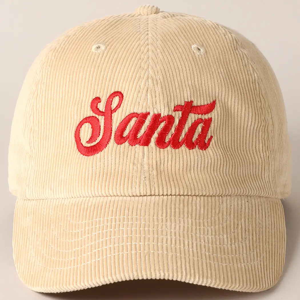 Santa Embroidery Corduroy Baseball Cap - One Size