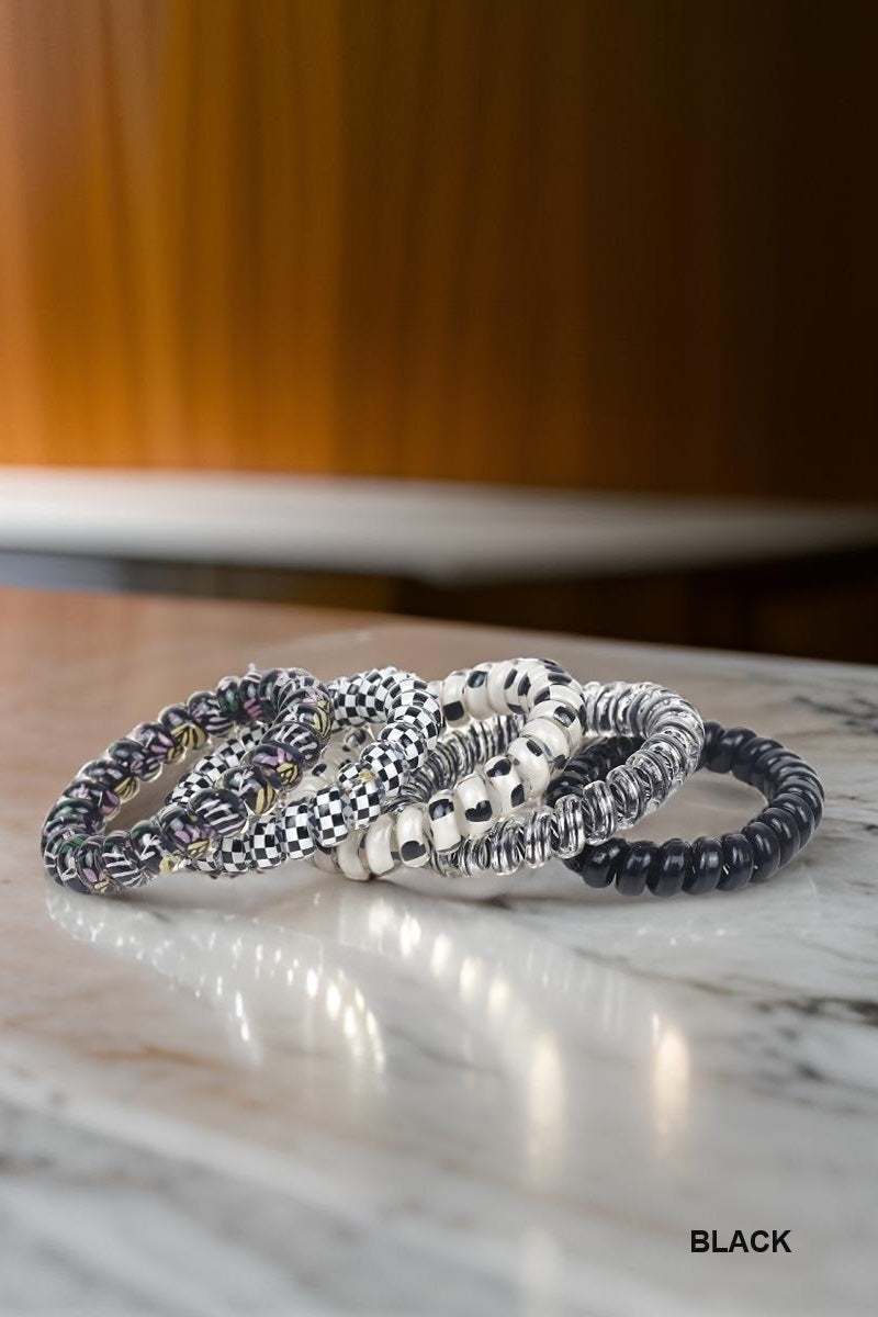 Assorted Solid Flower Checker Hair Coil Ties