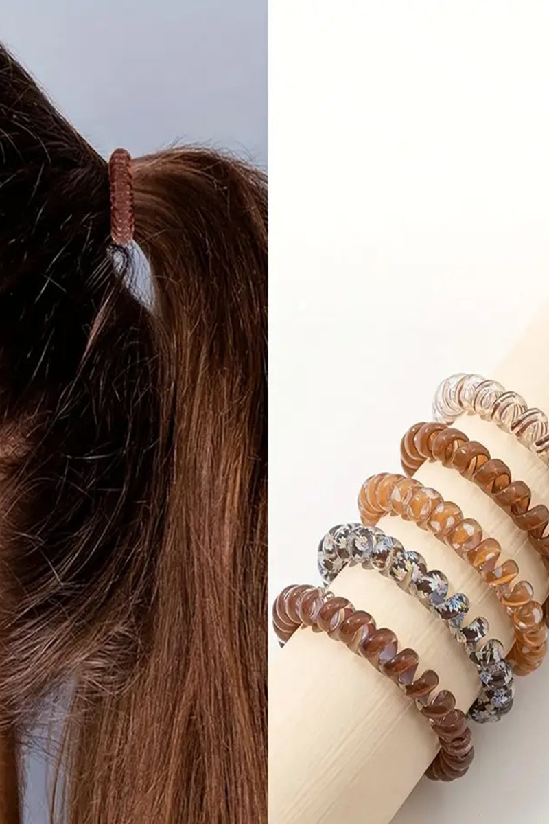 Assorted Solid Flower Checker Hair Coil Ties