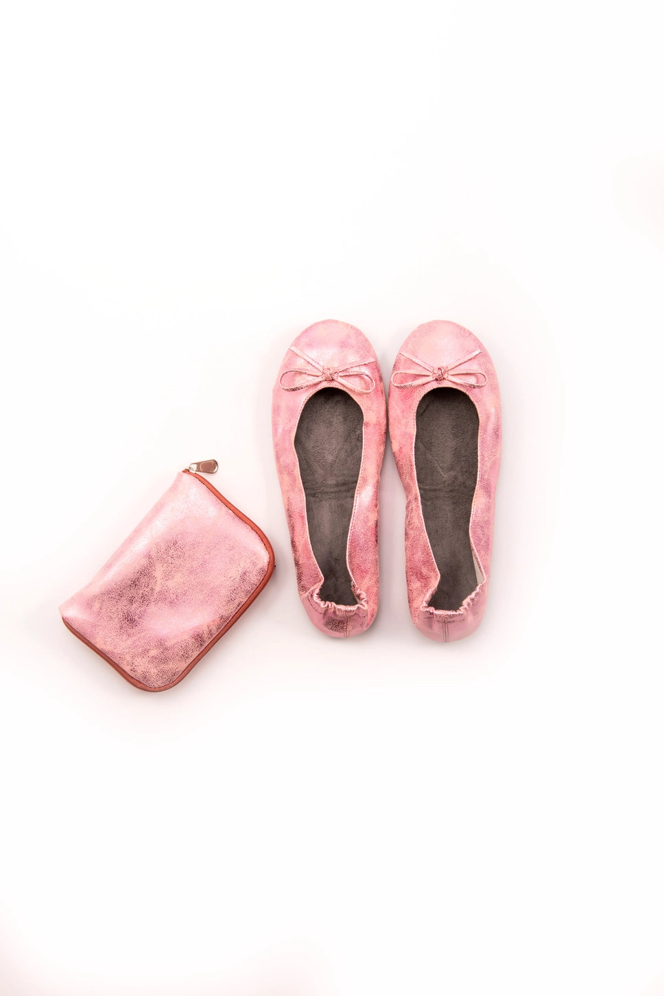 Foldable Ballet Flats Wedding Favor - Metallic Pink