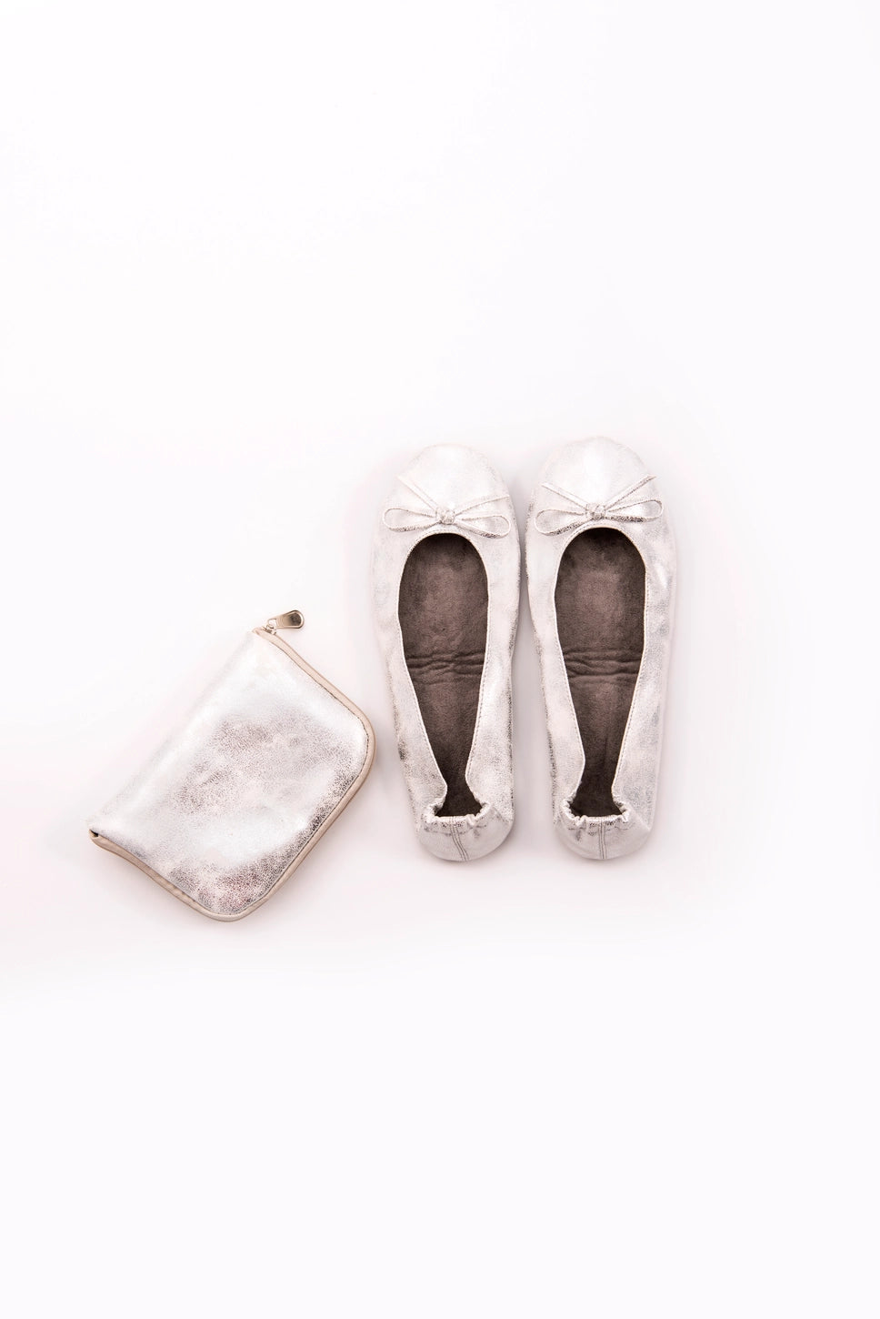 Foldable Ballet Flats Wedding Favors - Metallic Silver