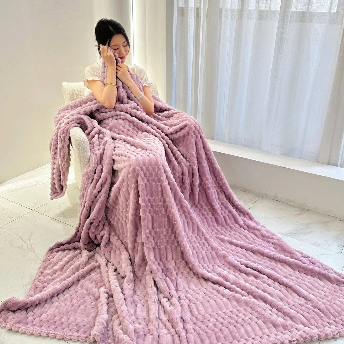 Turtle Fleece Throw – Bubble-Texture Ultra Plush Blanket For Cozy Comfort