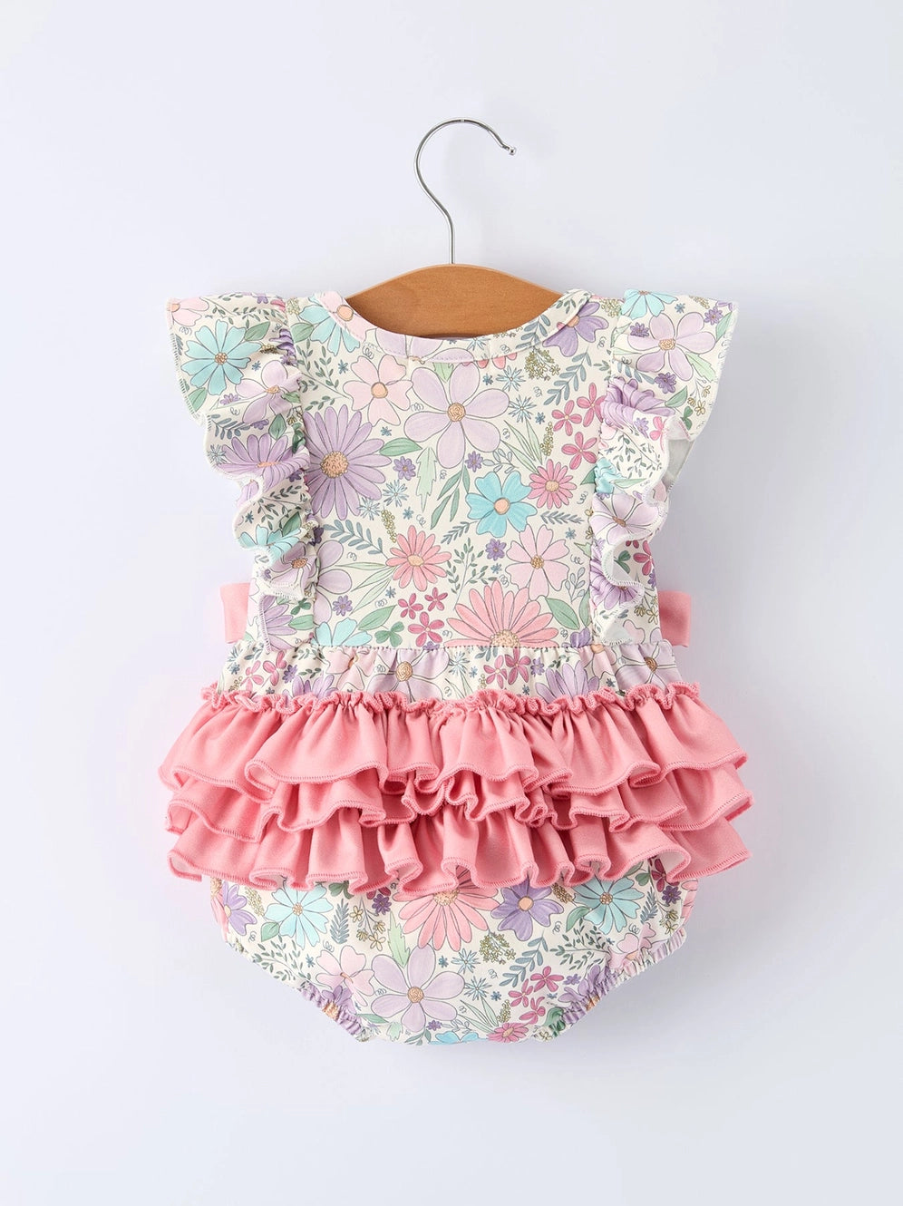 Girls Pink Floral Sleeveless Baby Girls Romper