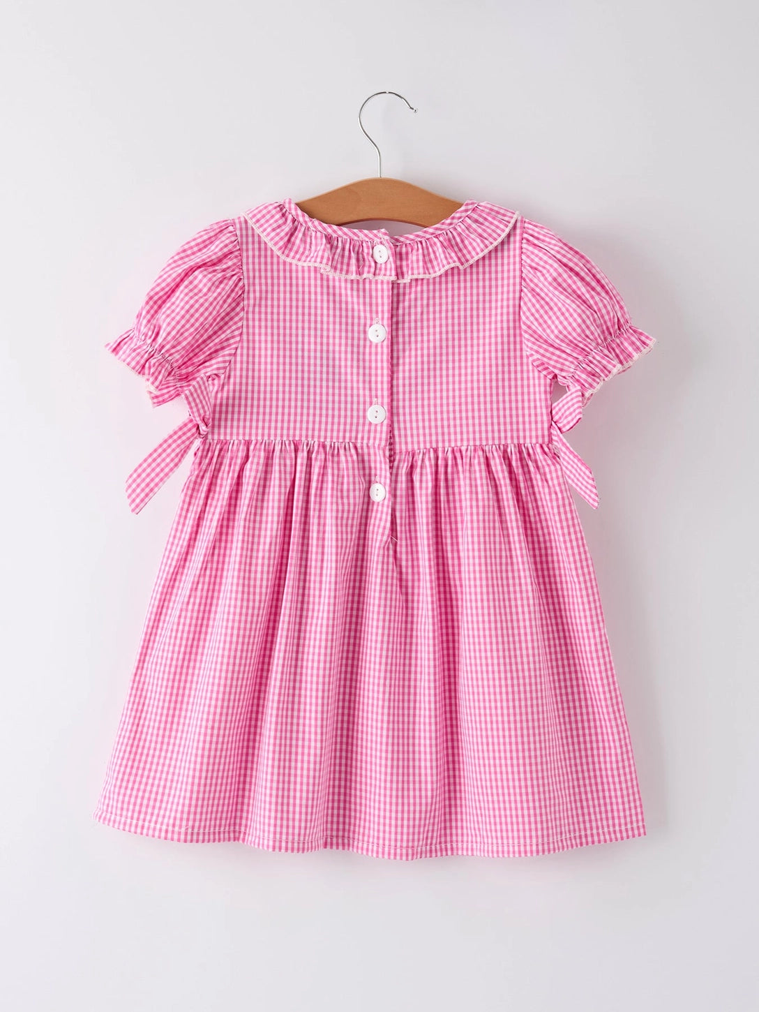 Bow Embroidered Plaid Baby Girl Dress