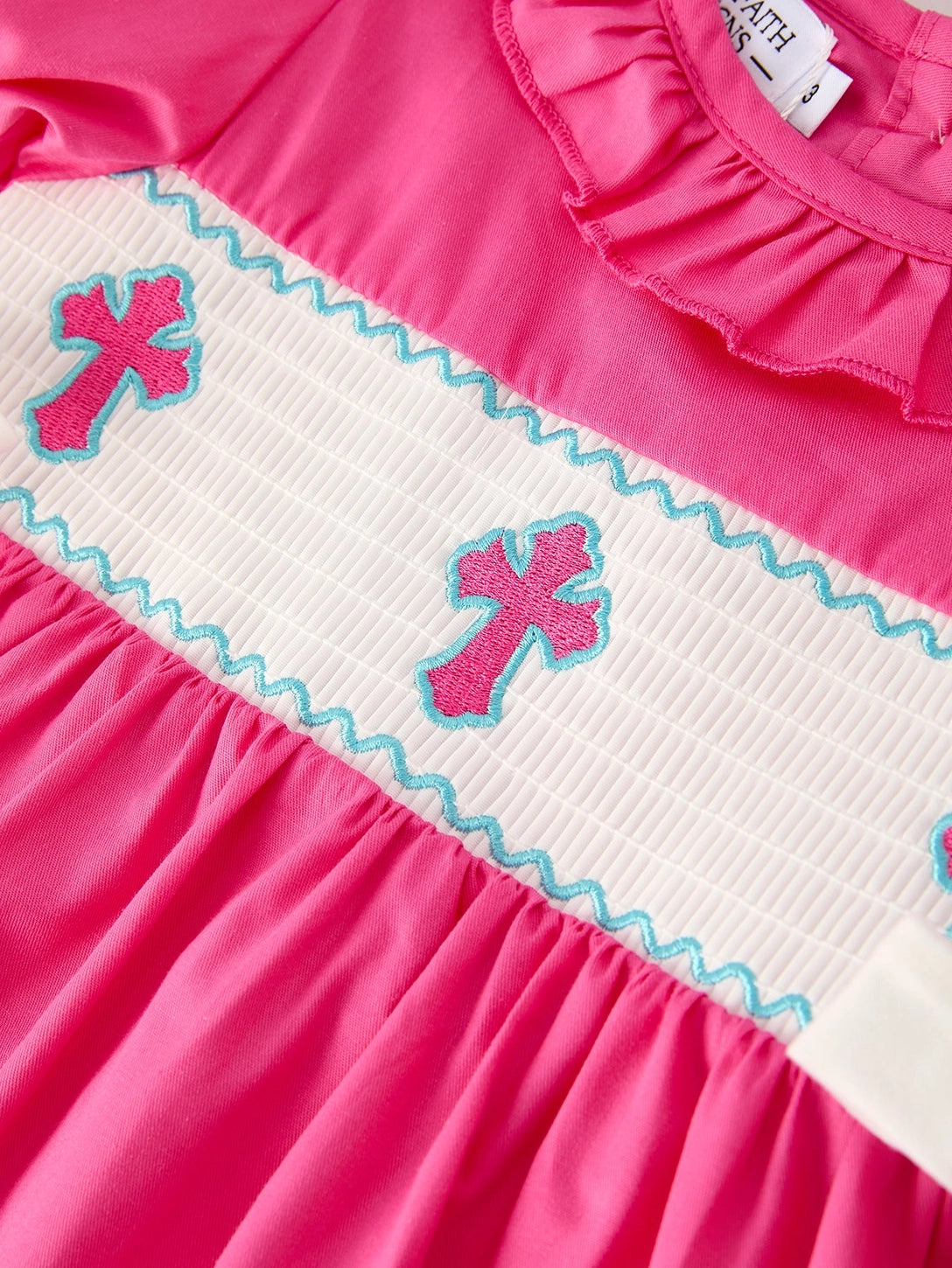Pink Smocked Church Christ Bishop Christening Bow Girl Dress