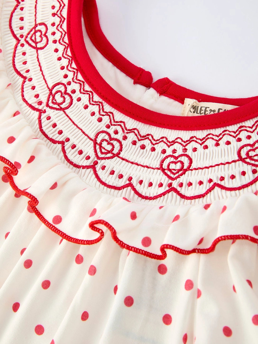 Valentine's Day Polka Dot Girls' Dress with Smocking Embroidery 5 Valentine's Day Polka Dot Girls' Dress with Smocking Embroidery 5