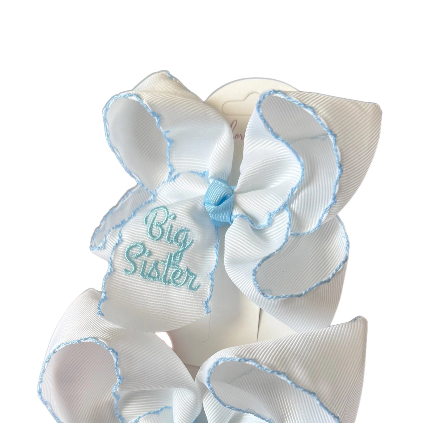 Big Sister Embroidered Moonstitch Hair Bow