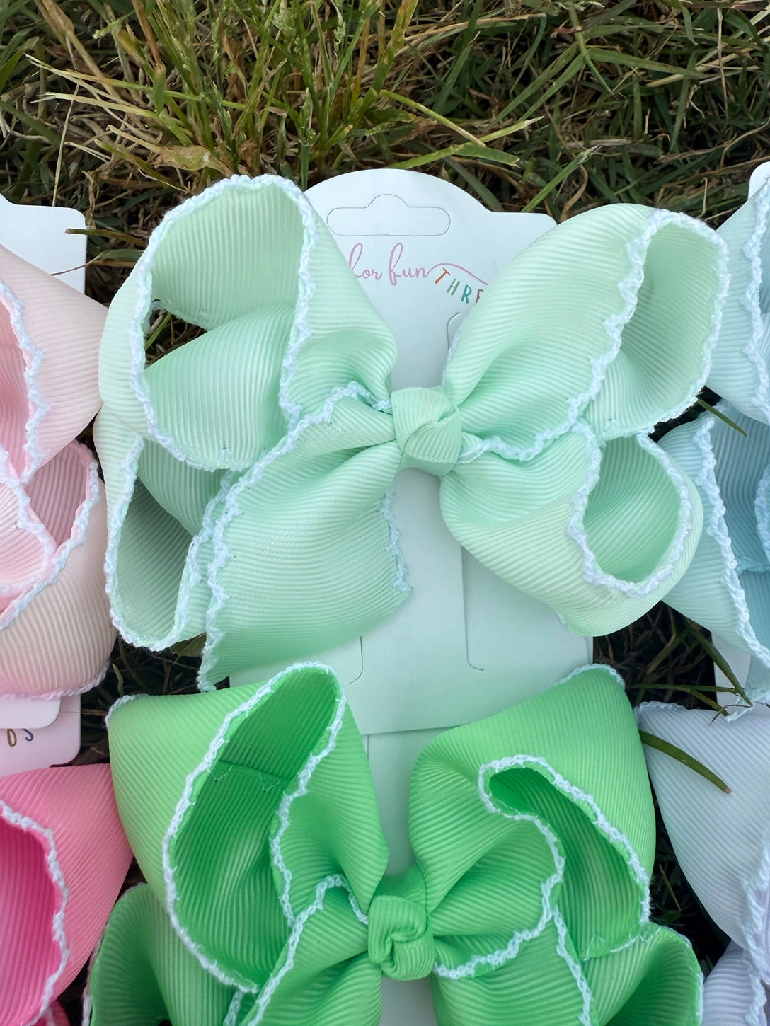 Tiny Fin Hair Bows- Light Pink, Light Purple, Mint
