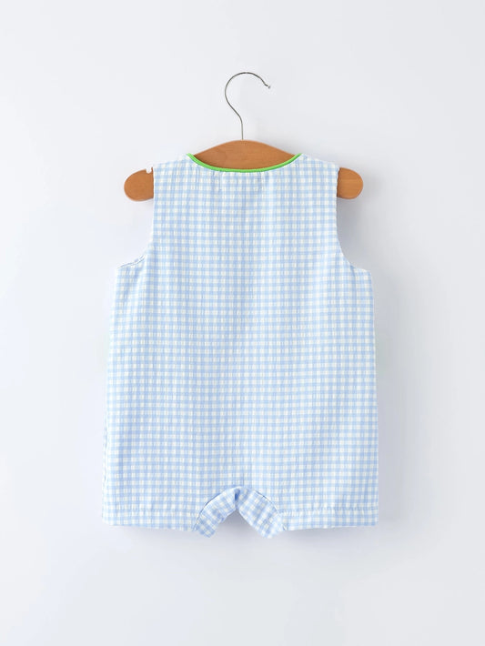 Baby Boys Summer Crocodile Embroidered Smocked Romper