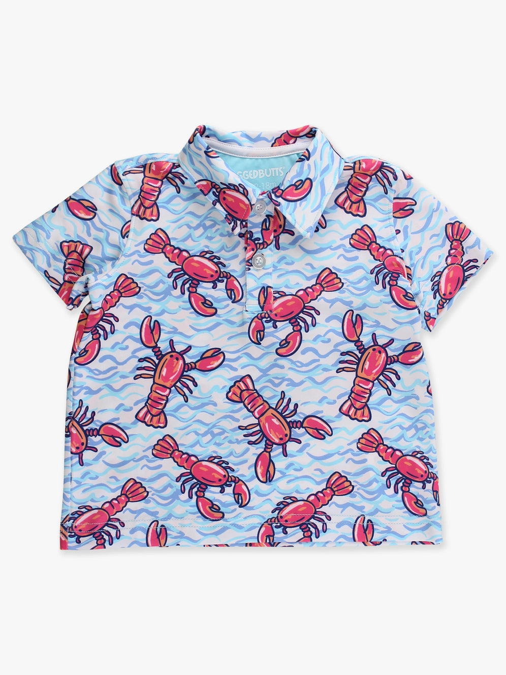 Boys Blue Lobster Lagoon Knit Short Sleeve Performance Polo