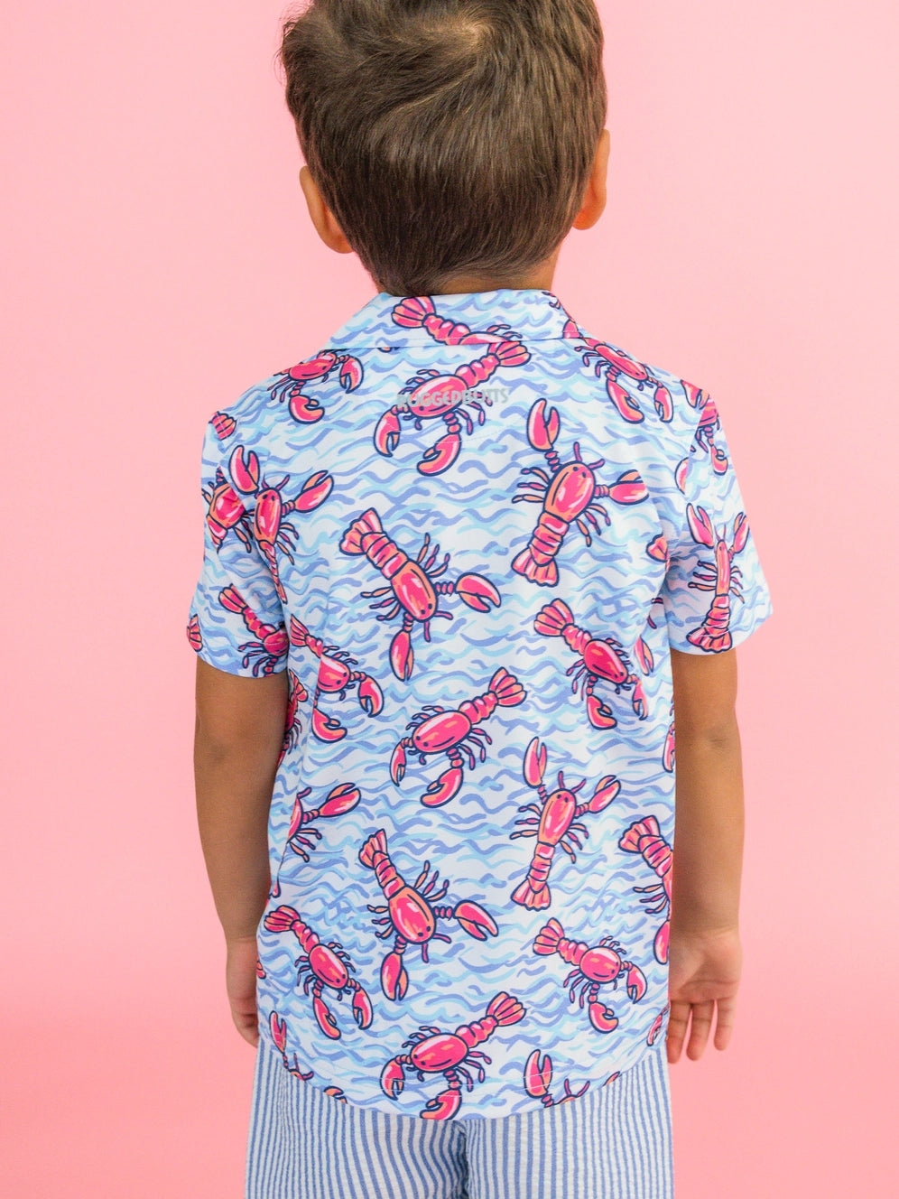 Boys Blue Lobster Lagoon Knit Short Sleeve Performance Polo